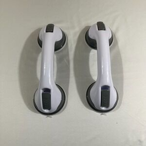 2 Pack 12in Suction Shower Grab Bars Safety Handles for Seniors Handicap White